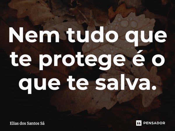 ⁠Nem tudo que te protege é o que te salva.... Frase de Elias dos Santos Sá.