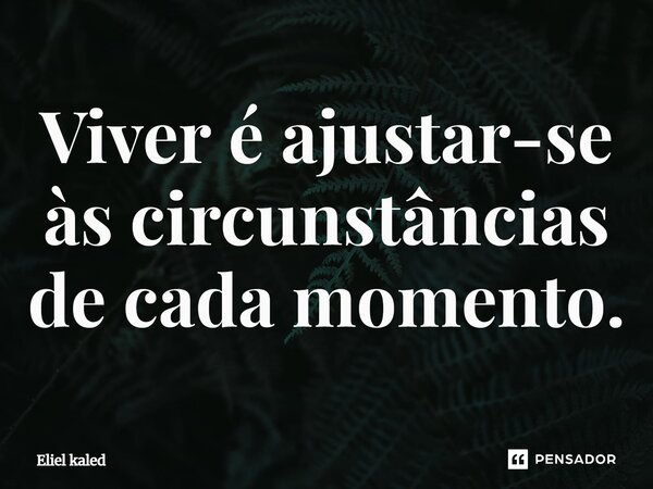 Viver é ajustar-se às circunstâncias de cada momento.... Frase de Eliel Kaled.