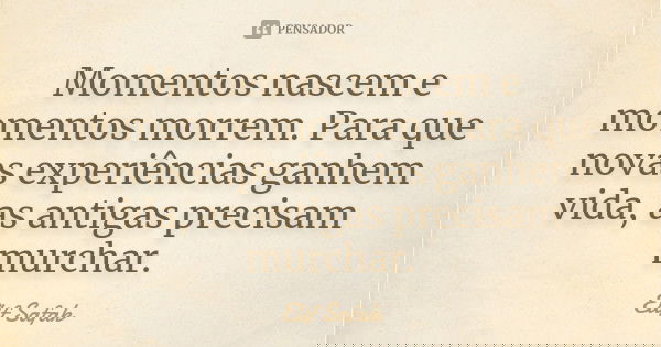 Momentos nascem e momentos morrem. Para que novas experiências ganhem vida, as antigas precisam murchar.... Frase de Elif Safak.