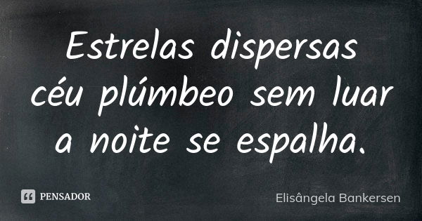 Estrelas dispersas céu plúmbeo sem luar a noite se espalha.... Frase de Elisângela Bankersen.