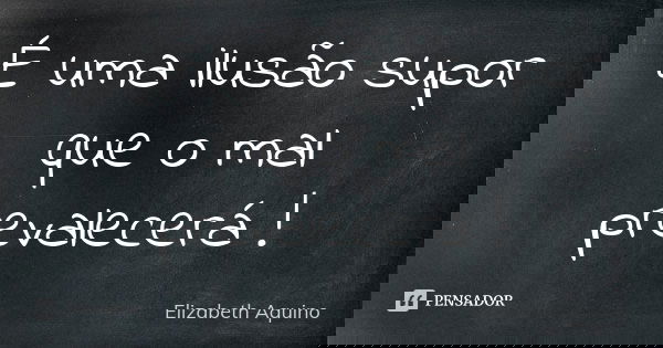 É uma ilusão supor que o mal prevalecerá !... Frase de Elizabeth Aquino.
