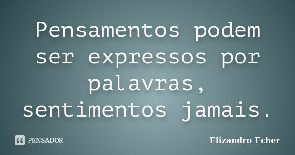 Pensamentos podem ser expressos por palavras, sentimentos jamais.... Frase de Elizandro Echer.