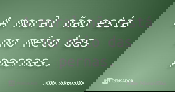A moral não está no meio das pernas.... Frase de Elke Maravilha.