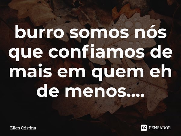 ⁠burro somos nós que confiamos de mais em quem eh de menos....... Frase de Ellen Cristina.