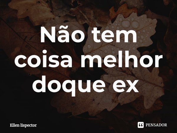 Não tem coisa melhor doque ex ⁠... Frase de Ellen lispector.
