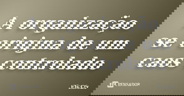 A organização se origina de um caos controlado... Frase de Els32x.