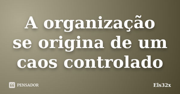 A organização se origina de um caos controlado... Frase de Els32x.