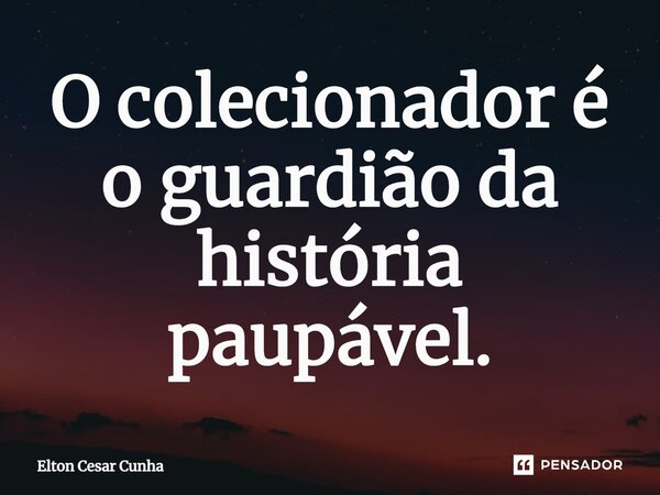 ⁠O colecionador é o guardião da história palpável.... Frase de Elton Cesar Cunha.