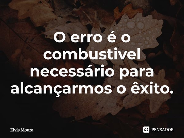 ⁠O erro é o combustível necessário para alcançarmos o êxito.... Frase de Elvis Moura.