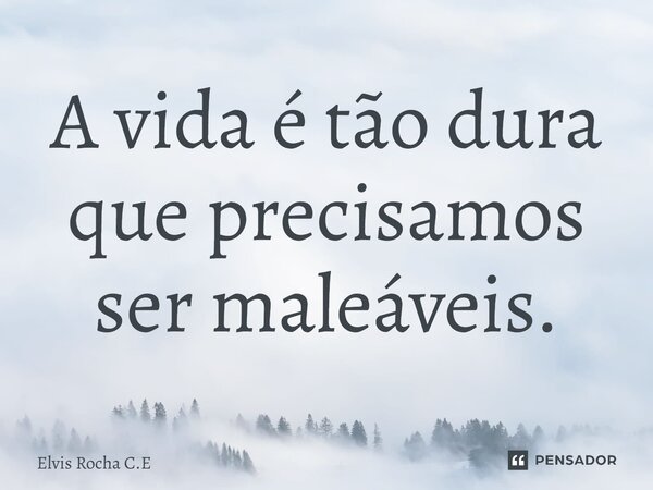 ⁠A vida é tão dura que precisamos ser maleáveis.... Frase de Elvis Rocha C.E.