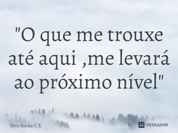 "⁠O que me trouxe até aqui ,me levará ao próximo nível"... Frase de Elvis Rocha C.E.