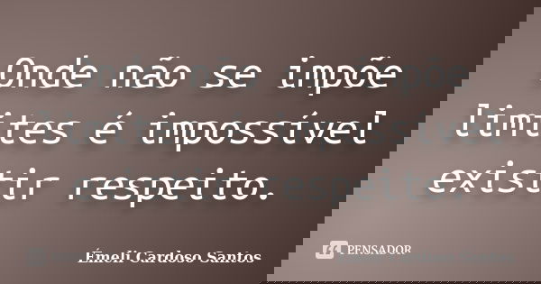 Onde não se impõe limites é impossível existir respeito.... Frase de Émeli Cardoso Santos.