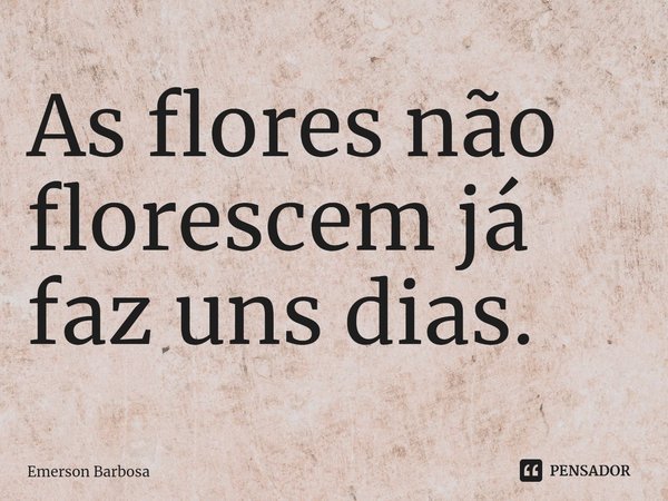 ⁠As flores não florescem já faz uns dias.... Frase de Emerson Barbosa.