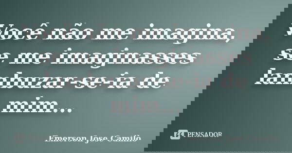 Você não me imagina, se me imaginasses lambuzar-se-ia de mim...... Frase de Emerson Jose Camilo.