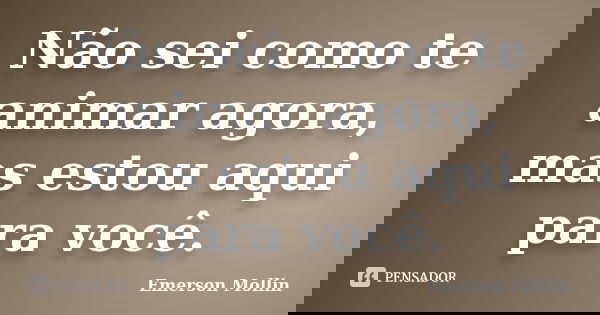 Não sei como te animar agora, mas estou aqui para você.... Frase de Emerson Mollin.