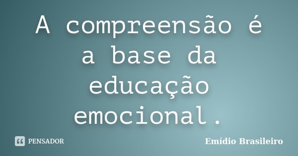 A compreensão é a base da educação emocional.... Frase de Emídio Brasileiro.
