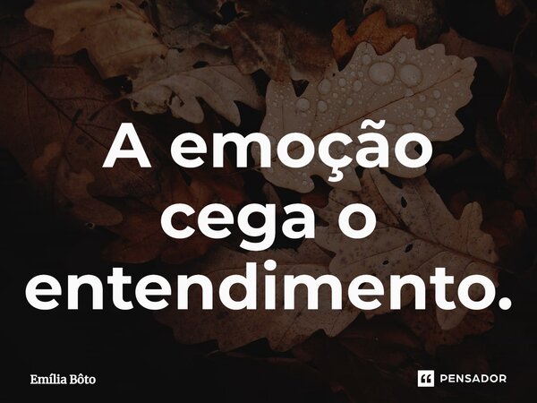 ⁠A emoção cega o entendimento.... Frase de Emília Bôto.