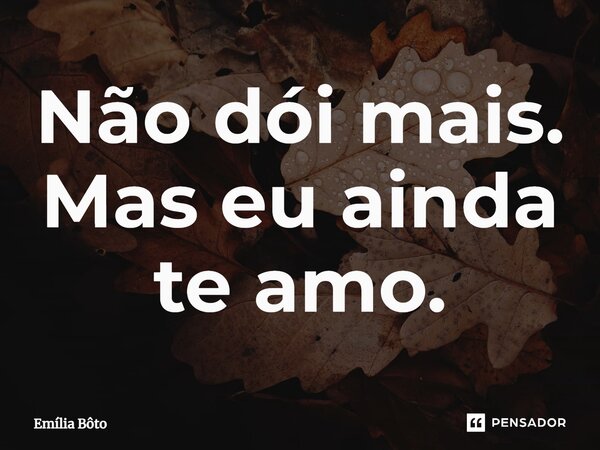 ⁠Não dói mais. Mas eu ainda te amo.... Frase de Emília Bôto.