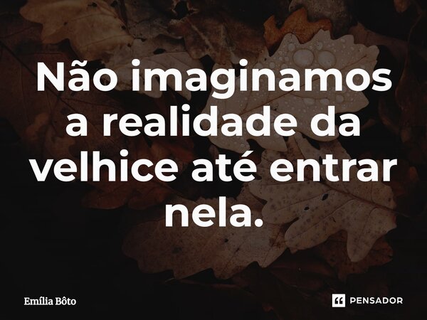 ⁠Não imaginamos a realidade da velhice até entrar nela.... Frase de Emília Bôto.