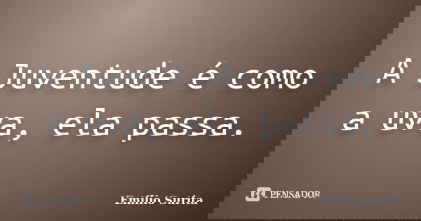 A Juventude é como a uva, ela passa.... Frase de Emílio Surita.