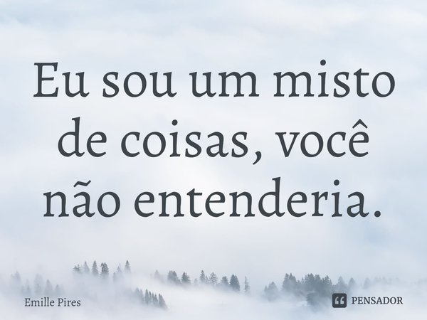 ⁠Eu sou um misto de coisas, você não entenderia.... Frase de Emille Pires.