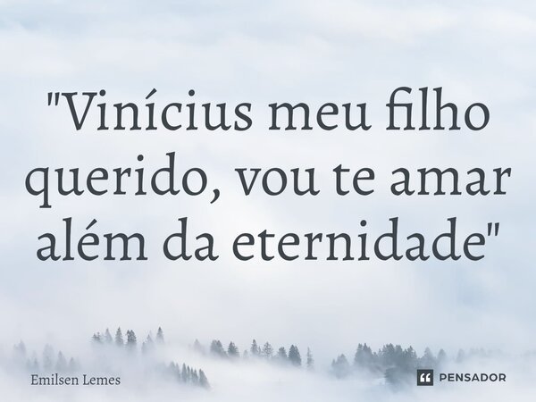 ⁠"Vinícius meu filho querido, vou te amar além da eternidade"... Frase de Emilsen Lemes.