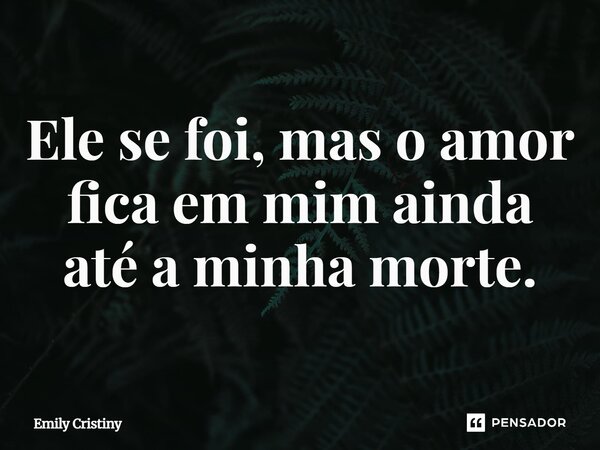 ⁠Ele se foi, mas o amor fica em mim ainda até a minha morte.... Frase de Emily Cristiny.