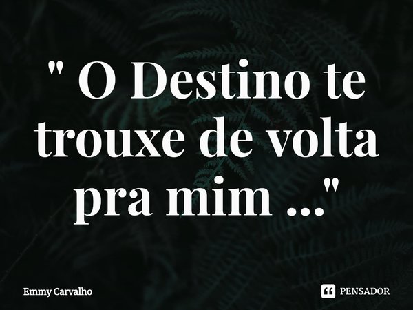 ⁠" O Destino te trouxe de volta pra mim ... "... Frase de Emmy Carvalho.