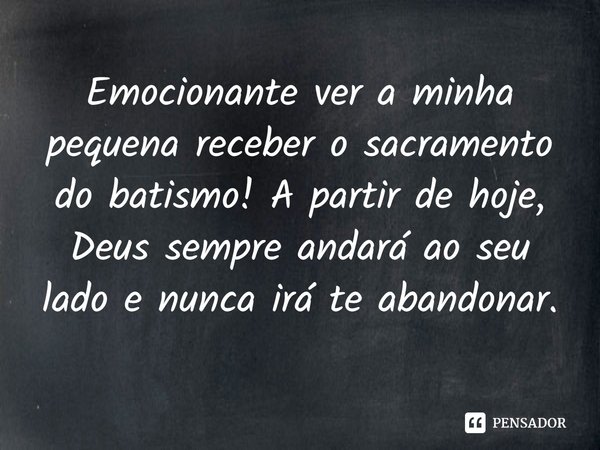 ⁠Emocionante ver a minha pequena receber o sacramento do batismo! A partir de hoje, Deus sempre andará ao seu lado e nunca irá te abandonar.