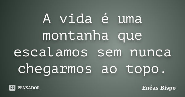 A vida é uma montanha que escalamos sem nunca chegarmos ao topo.... Frase de Enéas Bispo.