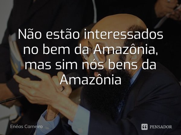 ⁠Não estão interessados no bem da Amazônia, mas sim nós bens da Amazônia... Frase de Enéas Carneiro.