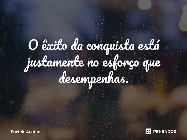 ⁠O êxito da conquista está justamente no esforço que desempenhas.... Frase de Eneilde Aquino.