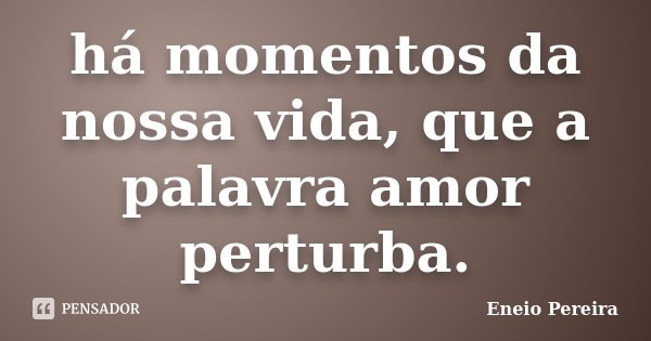 há momentos da nossa vida, que a palavra amor perturba.... Frase de Eneio Pereira.