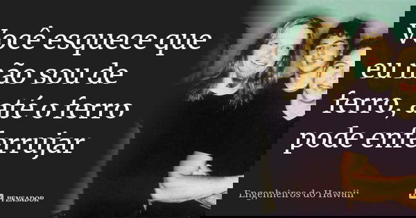 Você esquece que eu não sou de ferro, até o ferro pode enferrujar... Frase de Engenheiros do Hawaii.