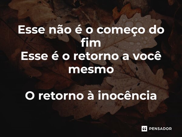 ⁠Esse não é o começo do fim Esse é o retorno a você mesmo O retorno à inocência... Frase de Enigma.