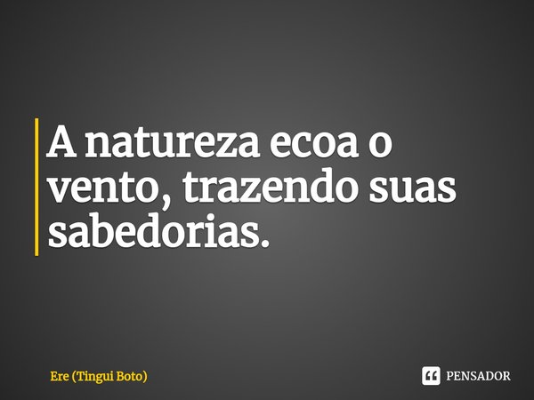 ⁠A natureza ecoa o vento, trazendo suas sabedorias.... Frase de Ere (Tingui Boto).