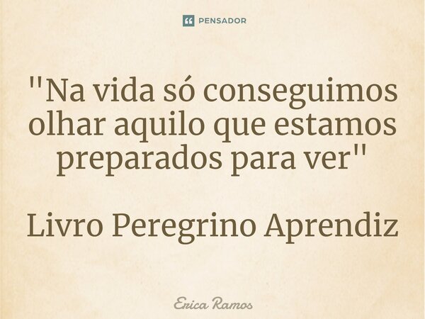 ⁠"Na vida só conseguimos olhar aquilo que estamos preparados para ver" Livro Peregrino Aprendiz... Frase de Erica Ramos.