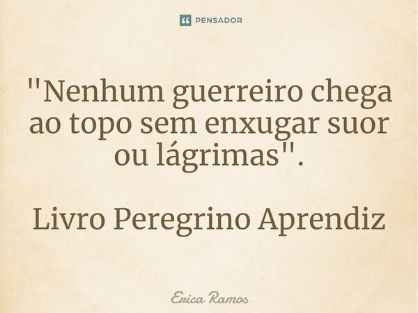 "⁠Nenhum guerreiro chega ao topo sem enxugar suor ou lágrimas". Livro Peregrino Aprendiz... Frase de Erica Ramos.