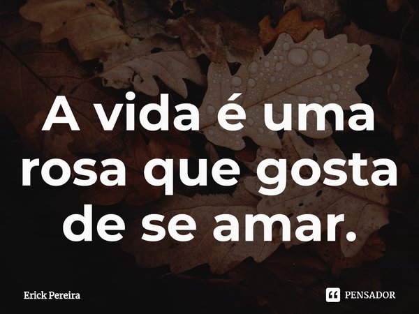 ⁠A vida é uma rosa que gosta de se amar.... Frase de Erick Pereira.