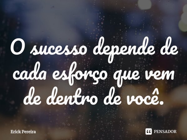 ⁠O sucesso depende de cada esforço que vem de dentro de você.... Frase de Erick Pereira.