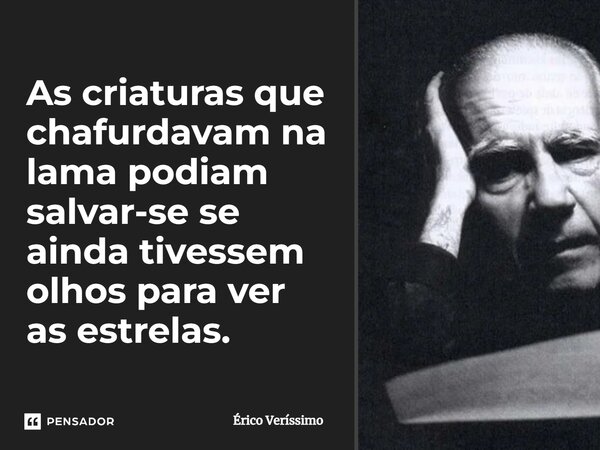 ⁠As criaturas que chafurdavam na lama podiam salvar-se se ainda tivessem olhos para ver as estrelas.... Frase de Érico Veríssimo.