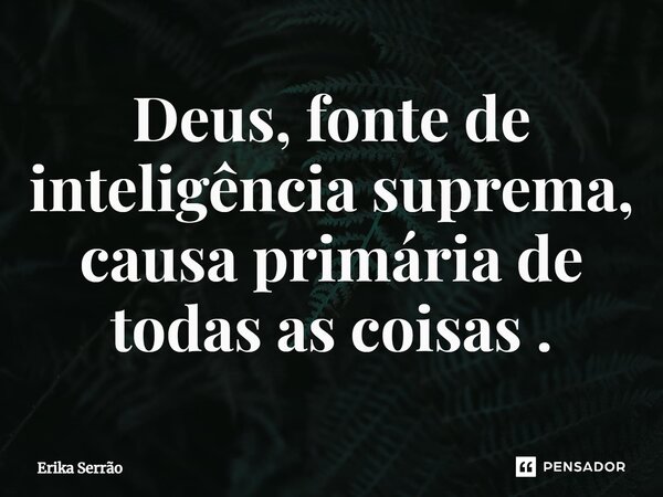 ⁠Deus, fonte de inteligência suprema, causa primária de todas as coisas.... Frase de Erika Serrão.