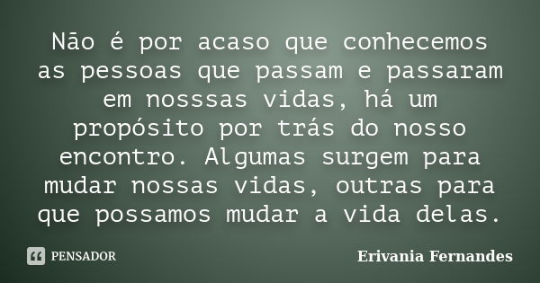 Não é Por Acaso Que Conhecemos As Erivania Fernandes Pensador 8773