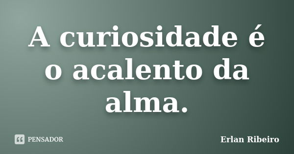 A curiosidade é o acalento da alma.... Frase de Erlan Ribeiro.