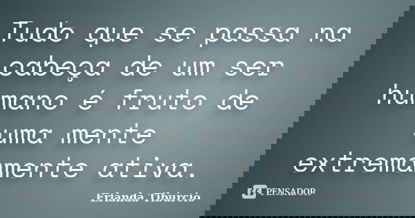 Tudo que se passa na cabeça de um ser humano é fruto de uma mente extremamente ativa.... Frase de Erlanda Tibúrcio.