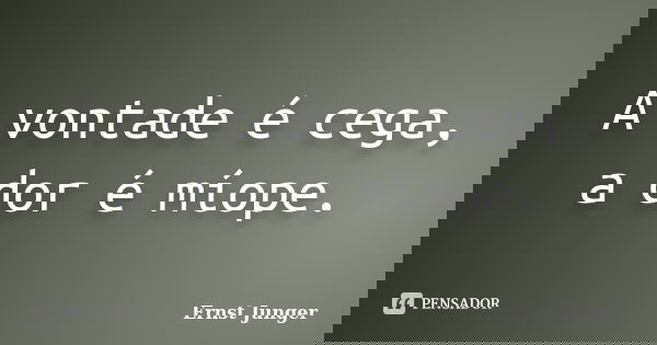 A vontade é cega, a dor é míope.... Frase de Ernst Junger.