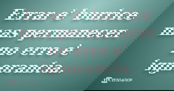 Errar e' burrice mas permanecer no erro e' ignorancia.