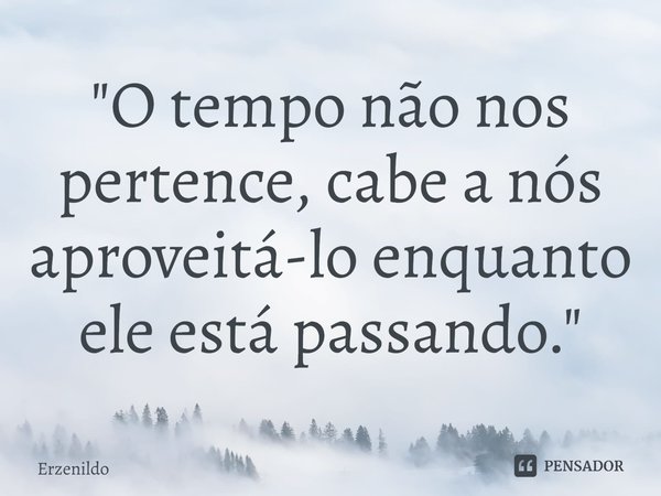 ⁠"O tempo não nos pertence, cabe a nós aproveitá-lo enquanto ele está passando."... Frase de Erzenildo.