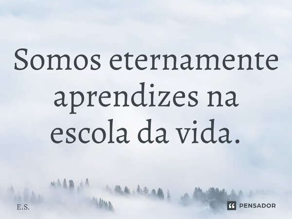 ⁠Somos eternamente aprendizes na escola da vida.... Frase de E.S..