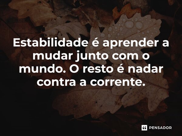 ⁠ Estabilidade é aprender a mudar junto com o mundo. O resto é nadar contra a corrente.